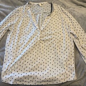 H&M White With Pattern Long Sleeve Blouse